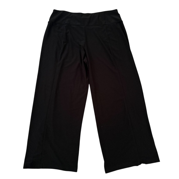 Sympli Icon Wide Leg Crop Pant Size 14 Black Pull On Slinky Knit Button Detail - Picture 1 of 7